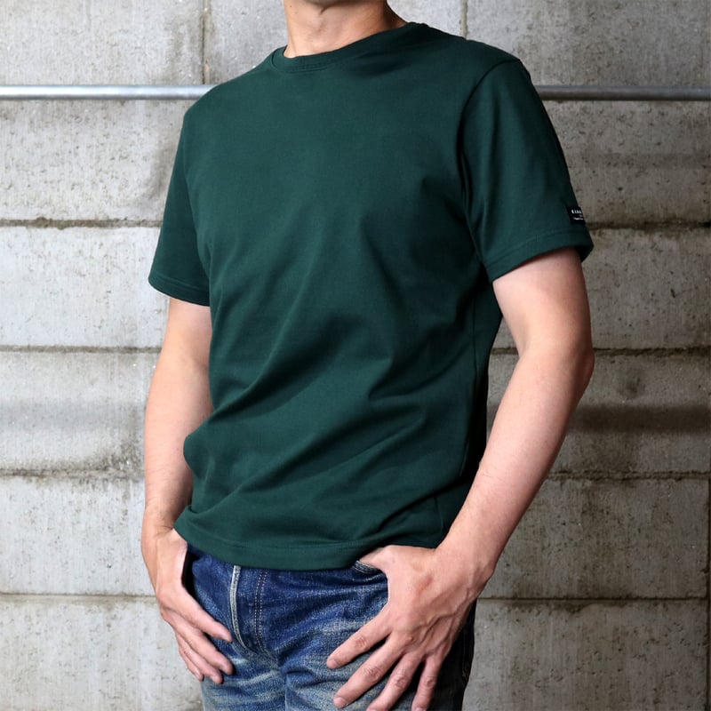 HOFI-021 オーガニック超長綿 タック襟Tシャツ：フォレストグリーン