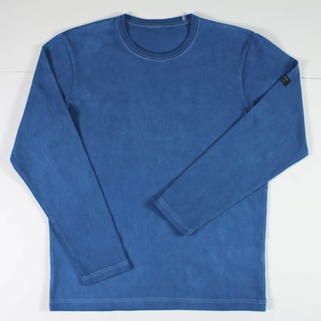 HOFI-023R-JB [ 本藍染 ] オーガニック超長綿 タック襟長袖Ｔシャツ：青