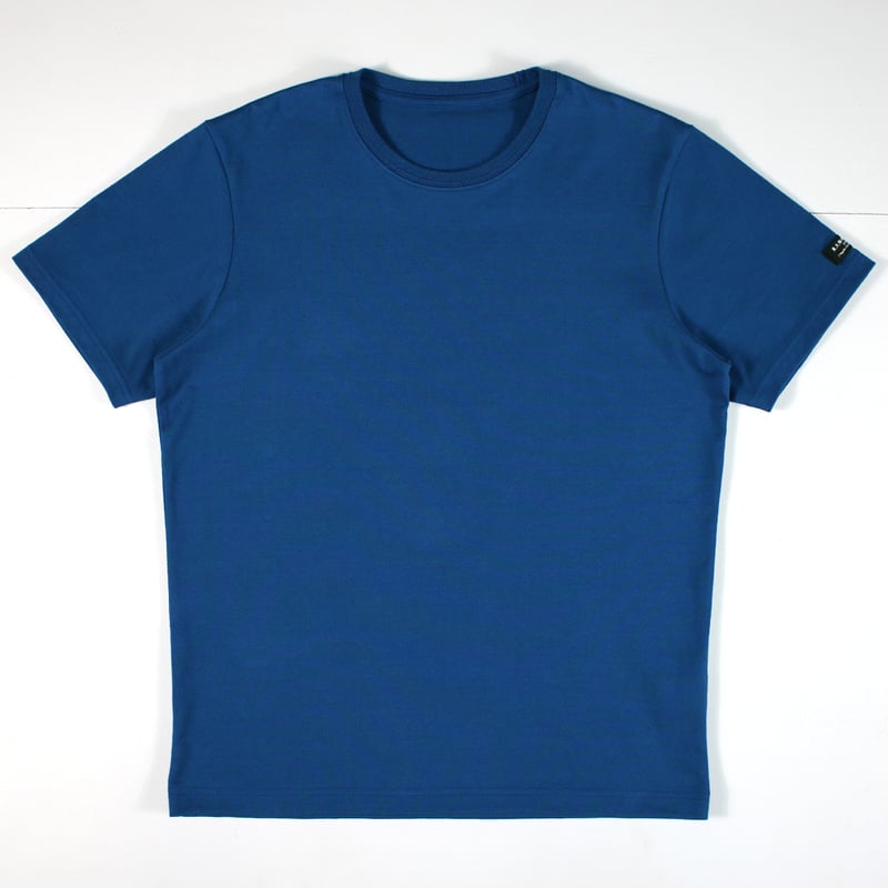 HOFI-021R オーガニック超長綿 タック襟Tシャツ：撚り杢ブルー | 東