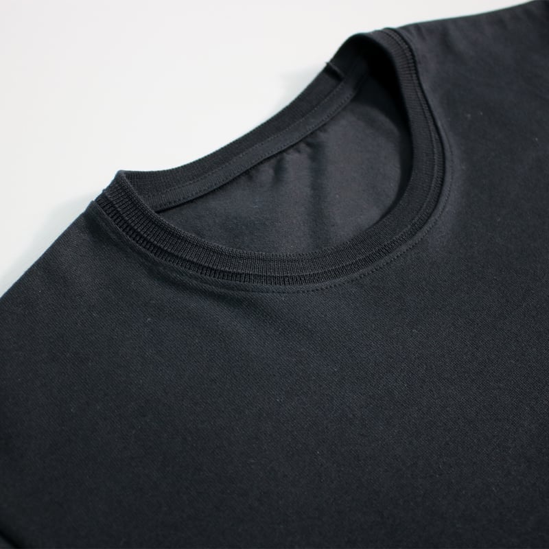 HOFI-021R オーガニック超長綿 タック襟Tシャツ：ブラック | 東大阪