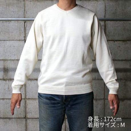 HOFI-046 18.5μmウール Vネックセーター：アイボリー
