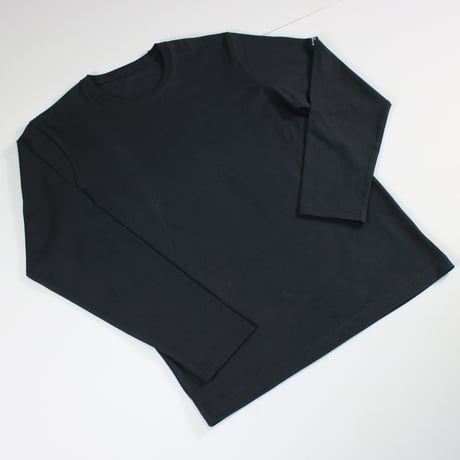 HOFI-023R オーガニック超長綿 タック襟長袖Ｔシャツ：ブラック