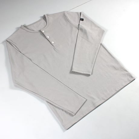 HOFI-051 スーピマ超長綿強撚ヘンリーネック長袖Ｔシャツ：グレー
