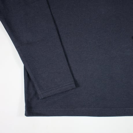HOFI-023R オーガニック超長綿 タック襟長袖Ｔシャツ：撚り杢ネイビー