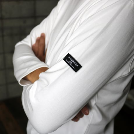 HOFI-023R オーガニック超長綿 タック襟長袖Ｔシャツ：ホワイト