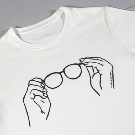 HOFI-028 ケシゴムハンコＴシャツ：手とメガネ
