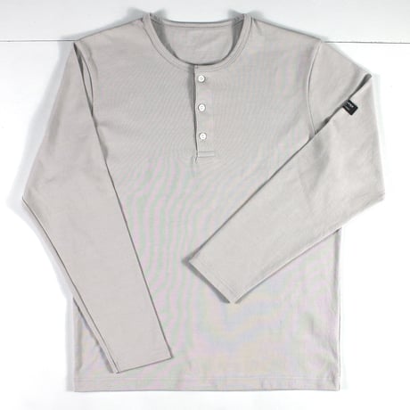 HOFI-051 スーピマ超長綿強撚ヘンリーネック長袖Ｔシャツ：グレー