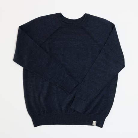 【亜麻色雑貨店】AZ-02-003 ウールリネンプルオーバー：Navy レディース