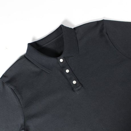 HOFI-026 オーガニック超長綿 タック襟ポロシャツ：ブラック