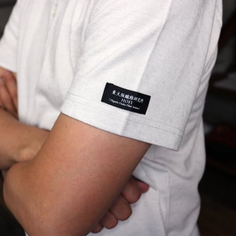 HOFI-033 リネンコットン ヘンリーネックＴシャツ：シルバー