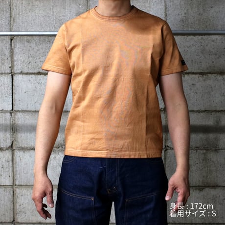 HOFI-021-KD [ 柿渋染 ] オーガニック超長綿 タック襟Ｔシャツ：渋茶色