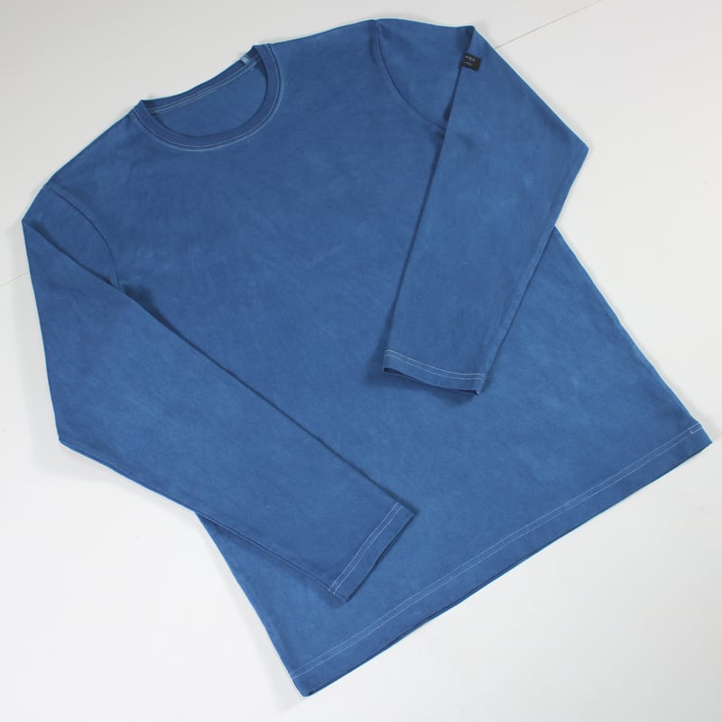 HOFI-023R-JB [ 本藍染 ] オーガニック超長綿 タック襟長袖Tシャツ