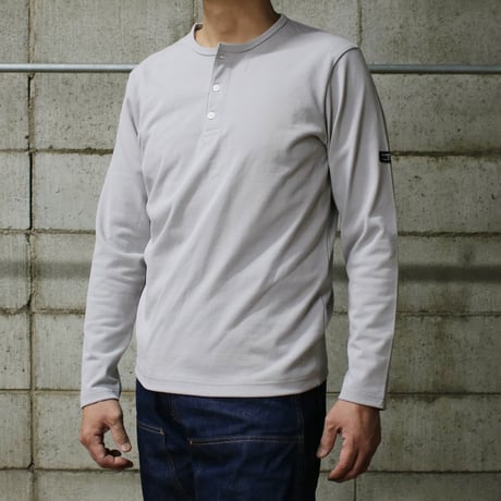 HOFI-051 スーピマ超長綿強撚ヘンリーネック長袖Ｔシャツ：グレー