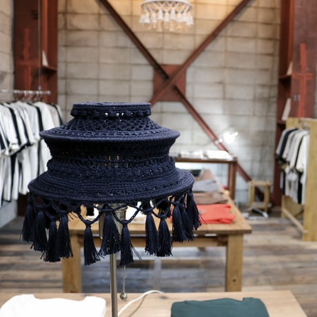 【Double virtue】hand-knit lamp shade：ネイビー