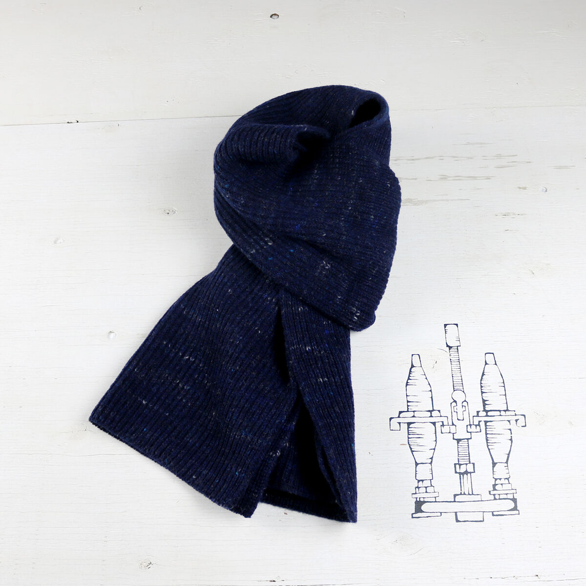 HOFI-02-001 スパニッシュウールマフラー : ネイビー | 東大阪繊維研究