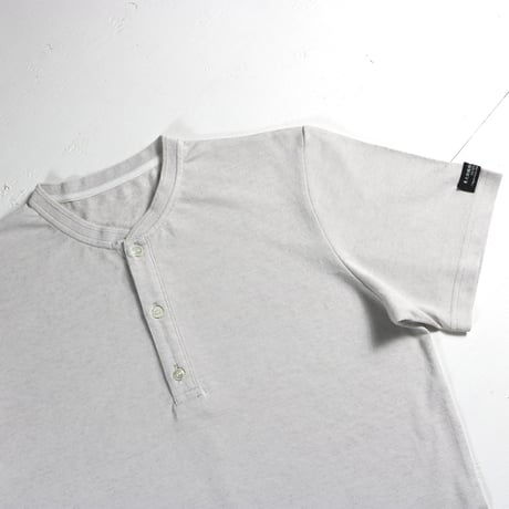 HOFI-033 リネンコットン ヘンリーネックＴシャツ：シルバー