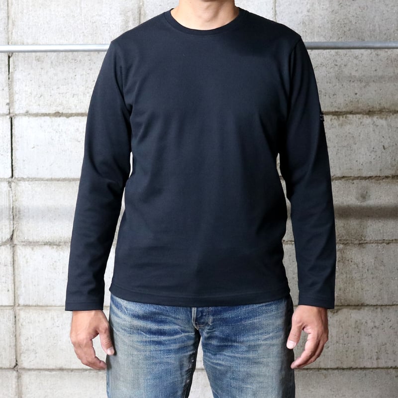 HOFI-023R オーガニック超長綿 タック襟長袖Tシャツ：ブラック | 東