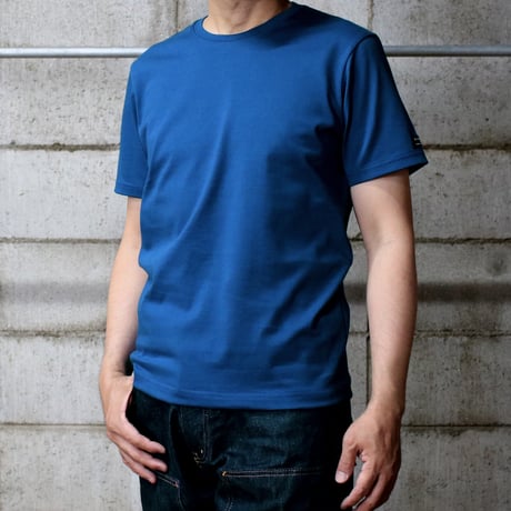 HOFI-021R オーガニック超長綿 タック襟Ｔシャツ：撚り杢ブルー