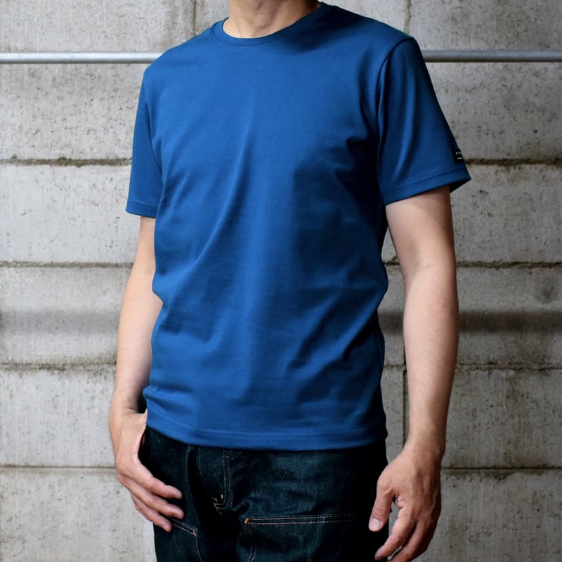 HOFI-021R オーガニック超長綿 タック襟Tシャツ：撚り杢ブルー | 東