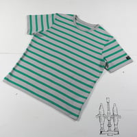 HOFI-028 インド超長綿 ＲＳボーダーＴシャツ：グレー / グリーン