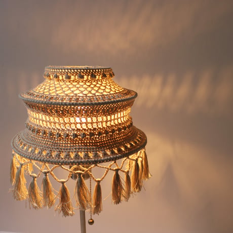 【Double virtue】hand-knit lamp shade：ナチュラル