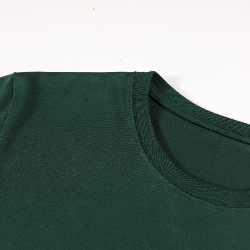 HOFI-021 オーガニック超長綿 タック襟Tシャツ：フォレストグリーン