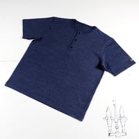 HOFI-031 ペルー超長綿 ヘンリーネックＴシャツ：インクブルー