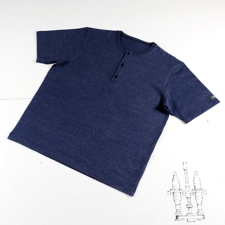 HOFI-031 ペルー超長綿 ヘンリーネックＴシャツ：インクブルー
