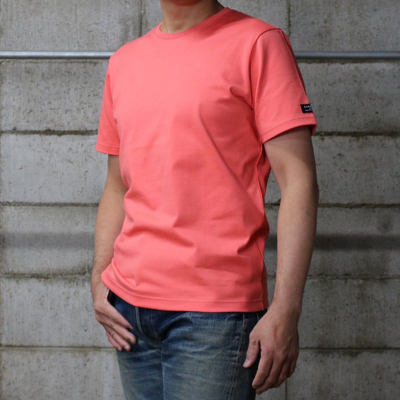 HOFI-021R オーガニック超長綿 タック襟Tシャツ：サーモンピンク | 東