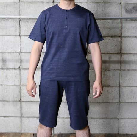 HOFI-031 ペルー超長綿 ヘンリーネックＴシャツ：インクブルー
