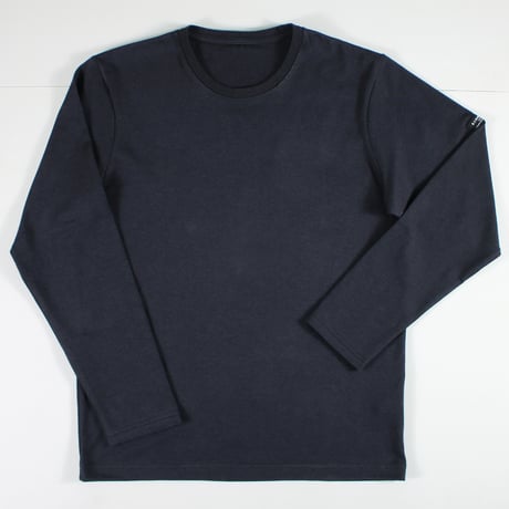 HOFI-023R オーガニック超長綿 タック襟長袖Ｔシャツ：撚り杢ネイビー