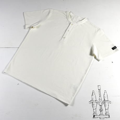 HOFI-033 リネンコットン ヘンリーネックＴシャツ：ホワイト