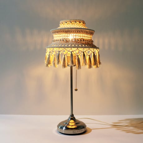 【Double virtue】hand-knit lamp shade：ナチュラル