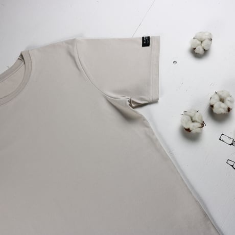 HOFI-021 オーガニック超長綿 タック襟Ｔシャツ：アッシュ