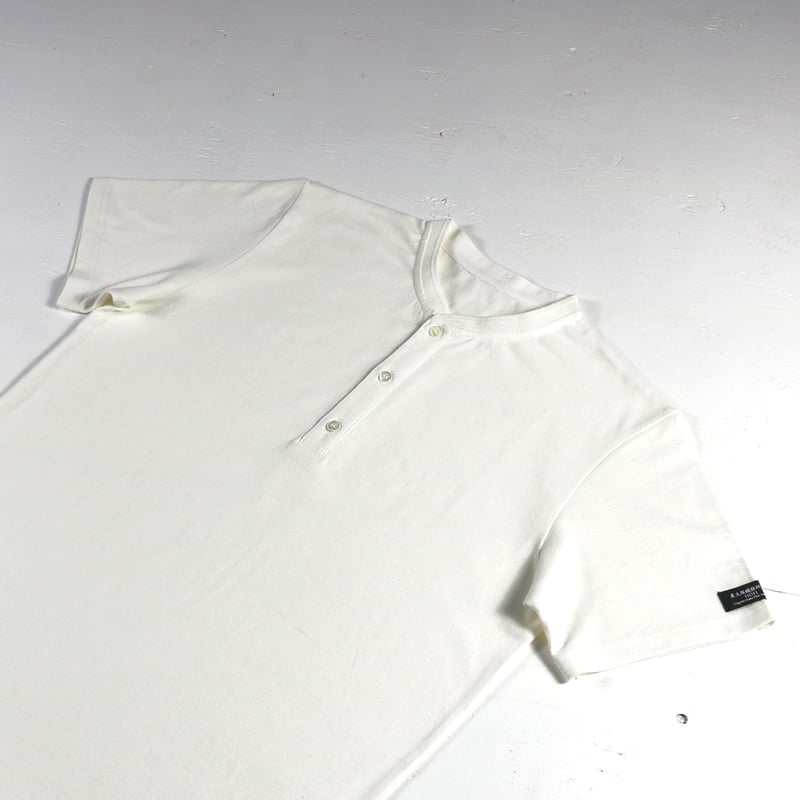 HOFI-033 リネンコットン ヘンリーネックTシャツ：ホワイト