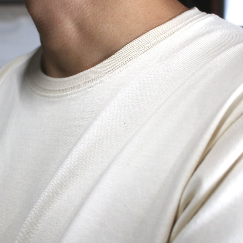 HOFI-023R オーガニック超長綿 タック襟長袖Tシャツ：ナチュラル | 東