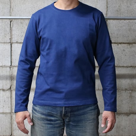 HOFI-023R-JB [ 本藍染 ] オーガニック超長綿 タック襟長袖Ｔシャツ：群青