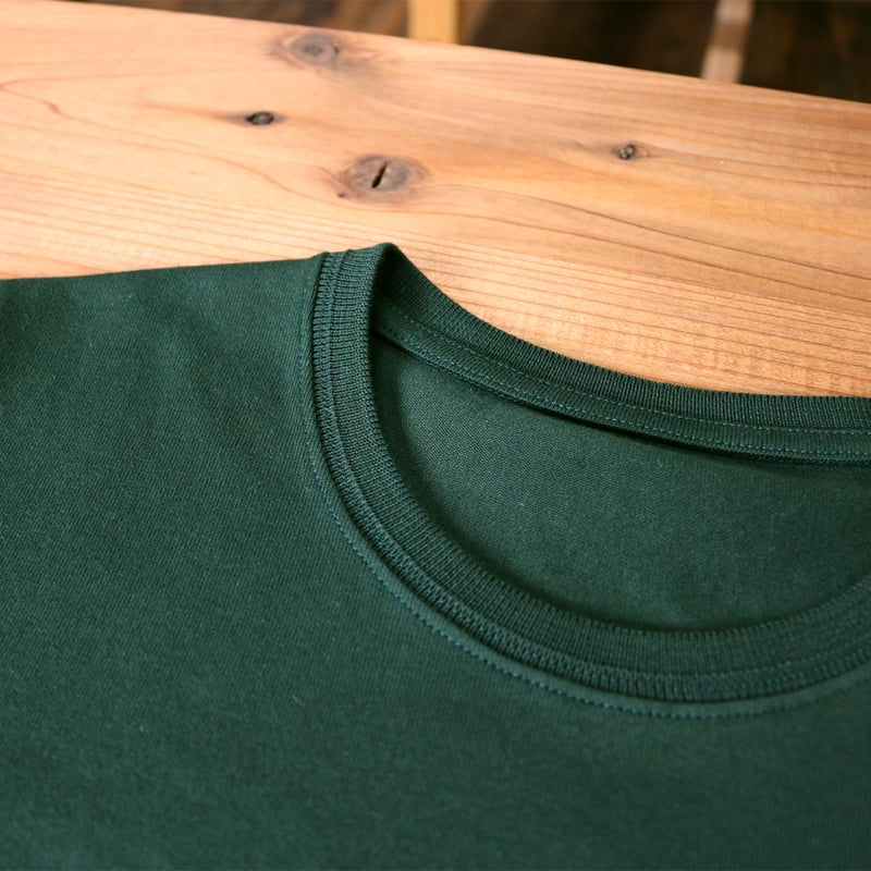 HOFI-023R オーガニック超長綿 タック襟長袖Tシャツ：フォレスト