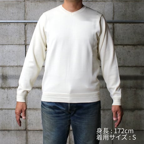 HOFI-046 18.5μmウール Vネックセーター：チャコール