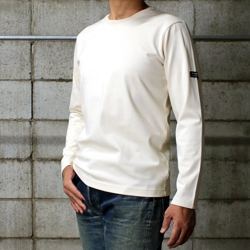 HOFI-023R オーガニック超長綿 タック襟長袖Tシャツ：ナチュラル | 東