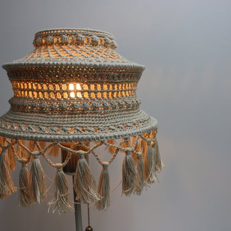 【Double virtue】hand-knit lamp shade：ナチュラル