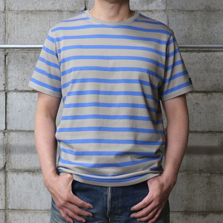 HOFI-028 インド超長綿 ＲＳボーダーＴシャツ：サンド / ブルー