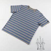 HOFI-028 インド超長綿 ＲＳボーダーＴシャツ：サンド / ブルー