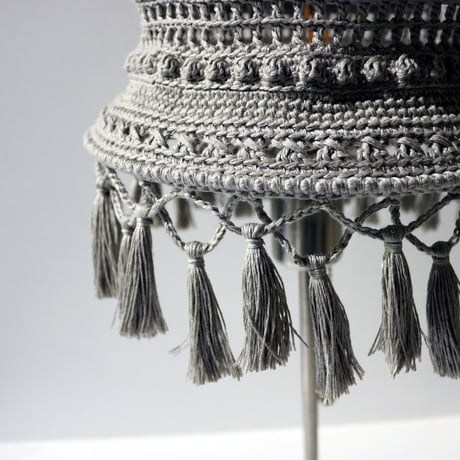 【Double virtue】hand-knit lamp shade：グレー