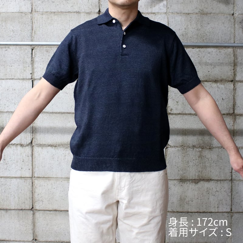 HOFI-047 リネンニットポロ：グラナイト | 東大阪繊維研究所 works & store