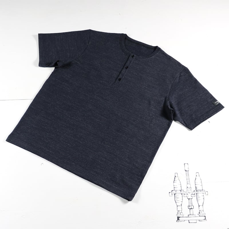 HOFI-031 ペルー超長綿 ヘンリーネックTシャツ：ネイビー | 東
