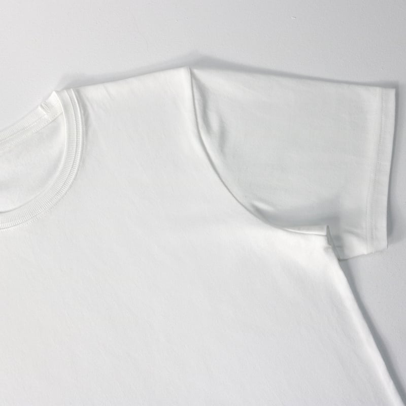 亜麻色雑貨店】AZ-02-002 インド超長綿 半袖Tシャツ：ホワイト