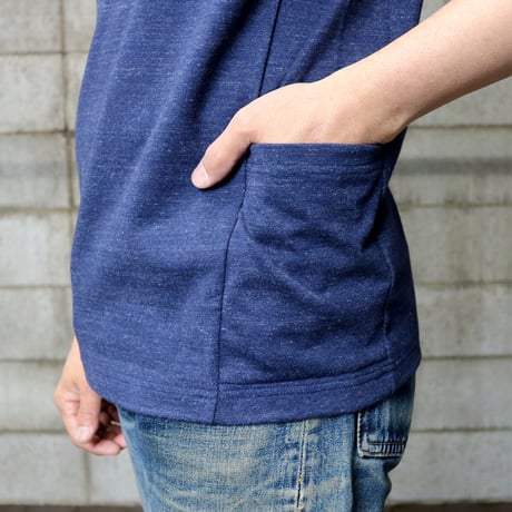 HOFI-024 ペルー超長綿 サイドポケットＴシャツ：インクブルー
