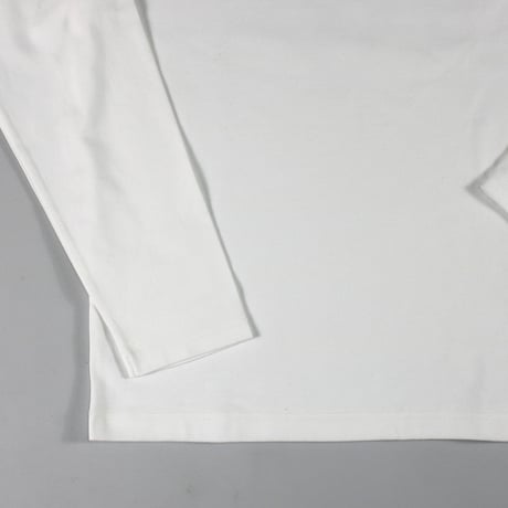 HOFI-023R オーガニック超長綿 タック襟長袖Ｔシャツ：ホワイト