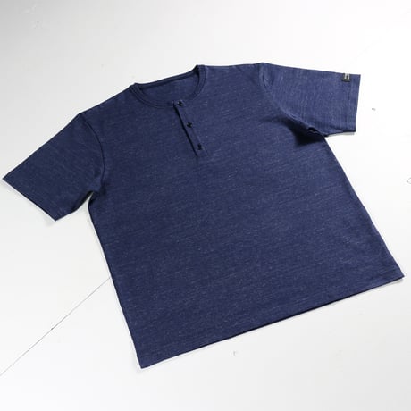 HOFI-031 ペルー超長綿 ヘンリーネックＴシャツ：インクブルー